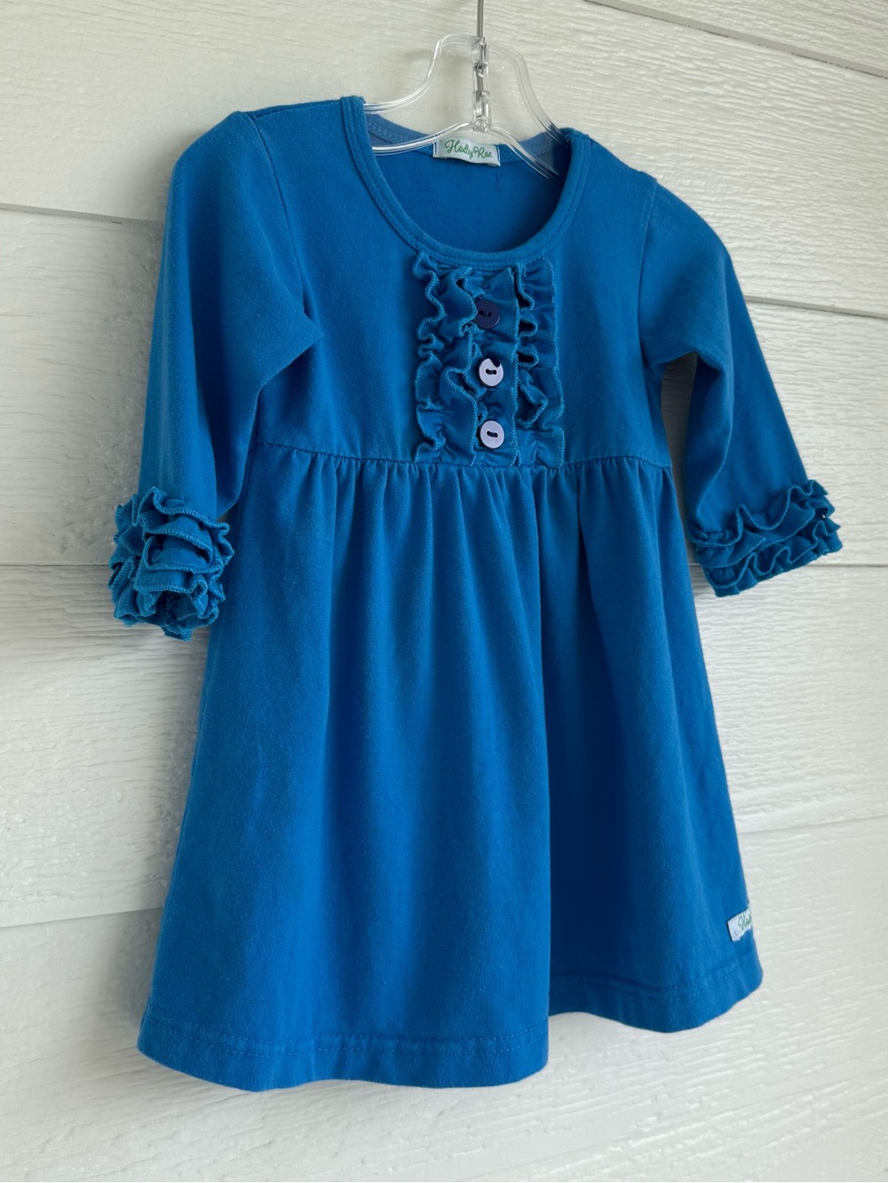 Hadley Rae Blue Ruffle Front Long Sleeve Kids Dress 18 Months
